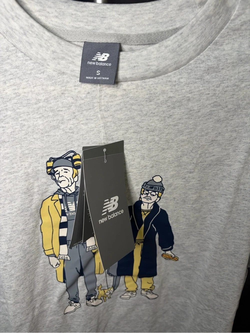 New Balance Heather Gray Tee with Yellow & Navy Graphic